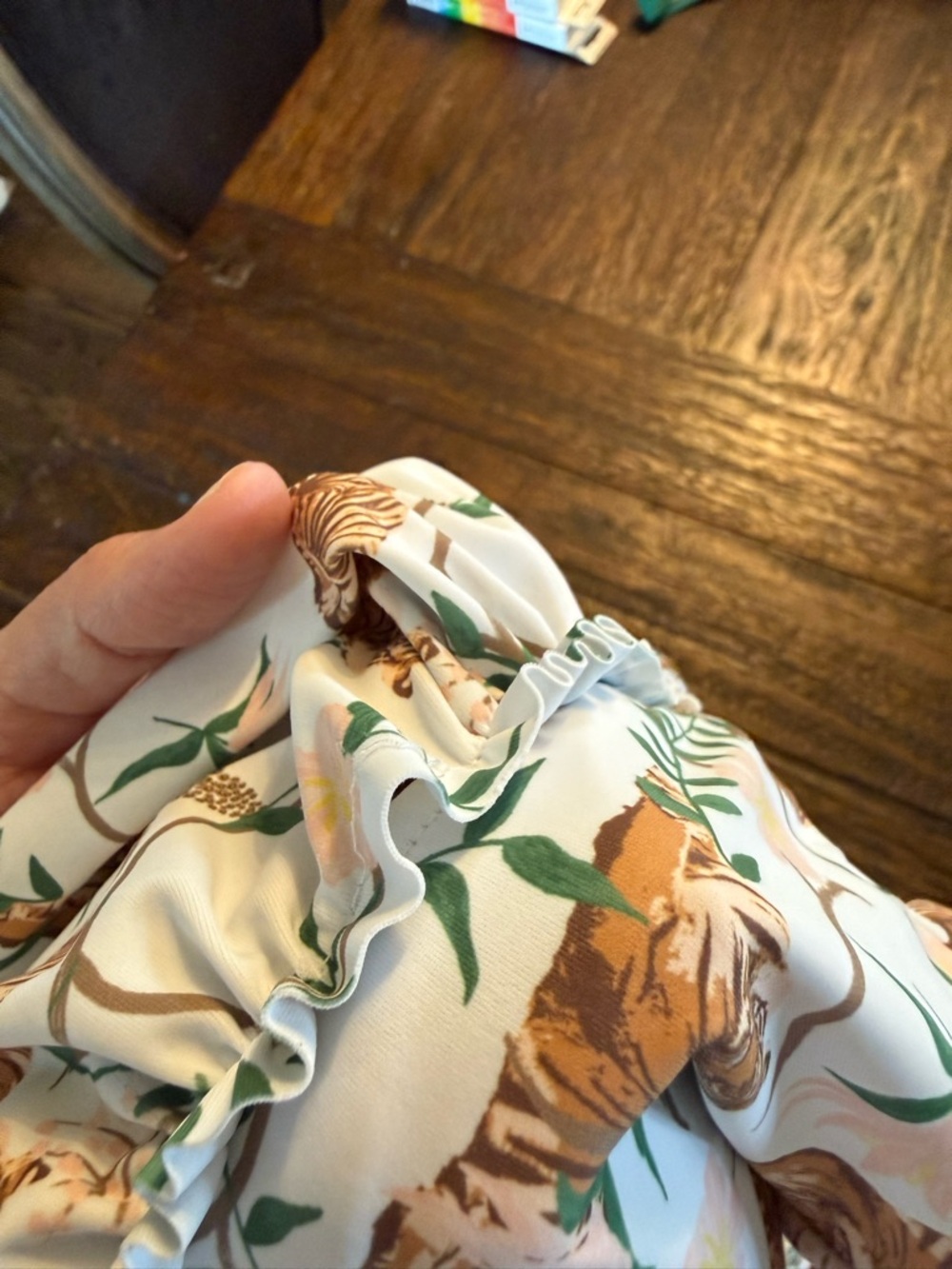 Kortni Jeane Cream and Brown Tiger-Print Peplum swim top - Picture 4 of 4